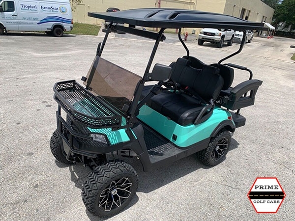 Mint Aluma 4 Passenger Lifted Golf Cart affordable golf cart rental, golf cart rent georgia