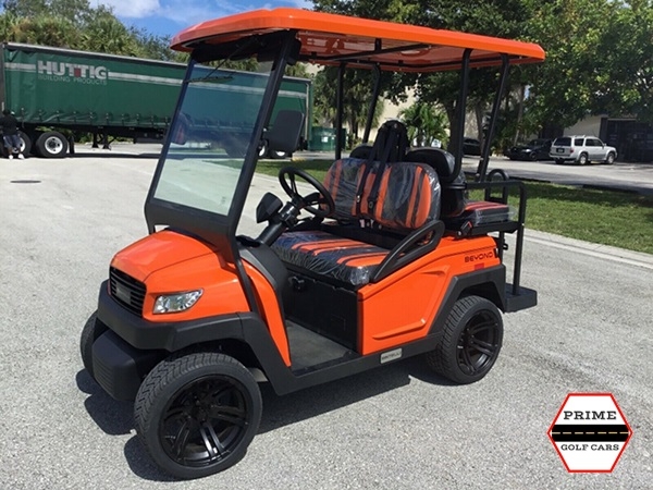 Orange Bintelli Beyond 4 Passenger Golf Cart affordable golf cart rental, golf cart rent georgia