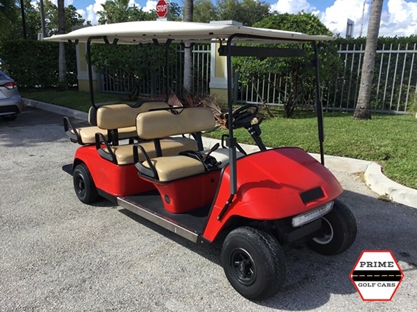 Red EZGO 6 Passenger Golf Cart affordable golf cart rental, golf cart rent georgia