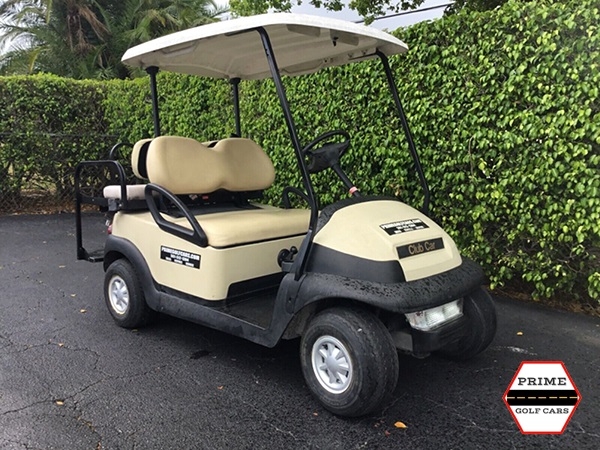 Tan Club Car 4 Passenger Golf Cart affordable golf cart rental, golf cart rent georgia