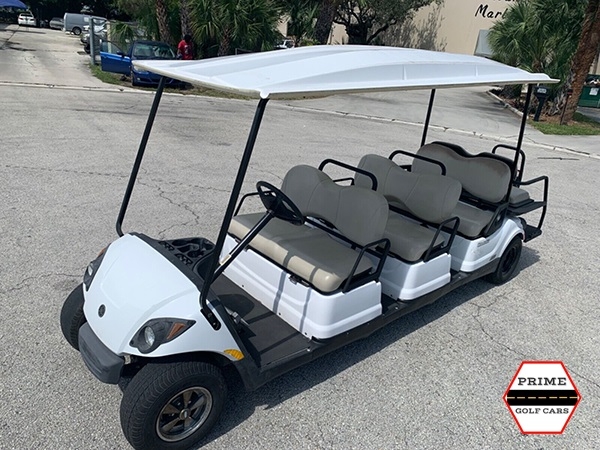 White 8 Passenger Yamaha Golf Cart affordable golf cart rental, golf cart rent georgia
