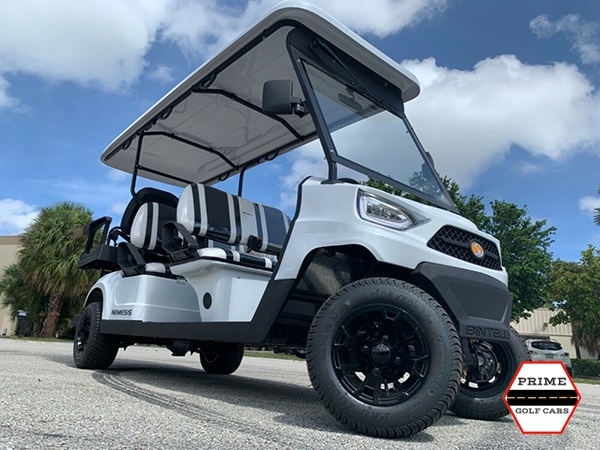 White Bintelli Nemesis 6 Passenger Golf Cart affordable golf cart rental, golf cart rent georgia
