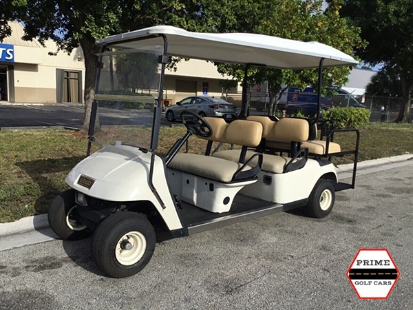 White EZGO 6 Passenger Golf Cart affordable golf cart rental, golf cart rent georgia