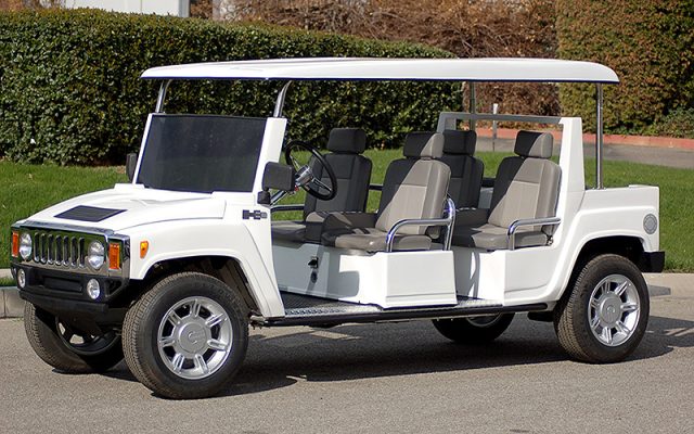 White Hummer Limo Golf Cart affordable golf cart rental, golf cart rent georgia