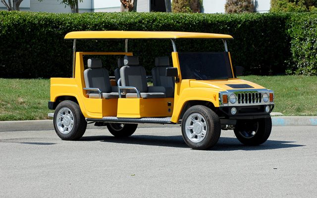 Yellow Hummer Limo Golf Cart affordable golf cart rental, golf cart rent georgia
